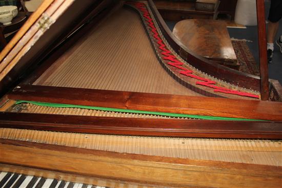 An early 19th century mahogany and satinwood banded double harpsichord, by John Broadwood, L.7ft 11in.